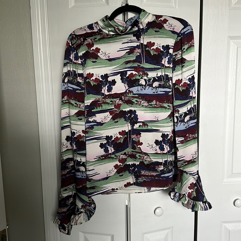 Erdem Silk Blouse with Ruffled Sleeves - US Size 10